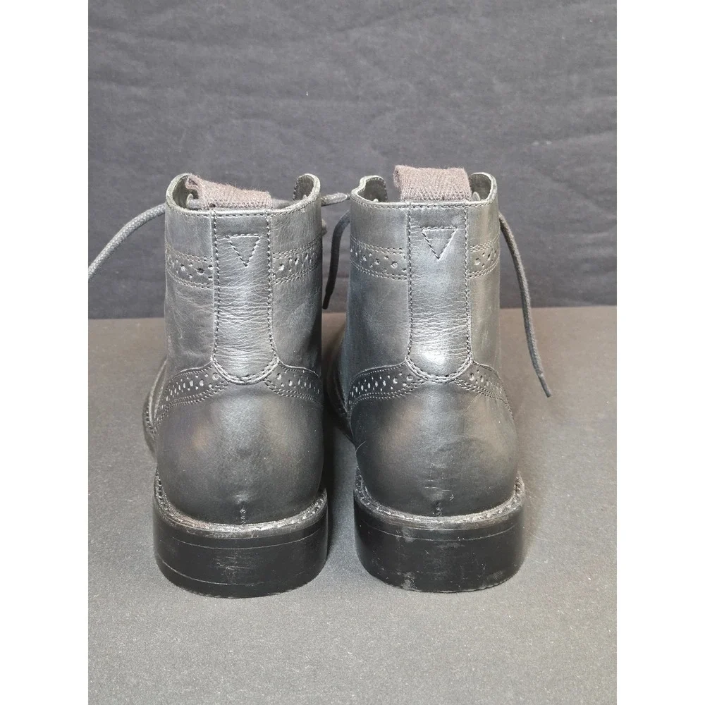 JCobbler Mens Black Leather Wingtip Brogue‎ Lace Up Dress Boots Size 41